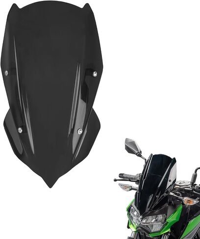Motorcycle Windshield Deflector with Bracket Double Bubble Windscreen Fit for Z400 Z 400 2019 2020 2021 2022 2023 2024 Wind Shield Screen Visor Flyscreen, Black in Saudi Arabia