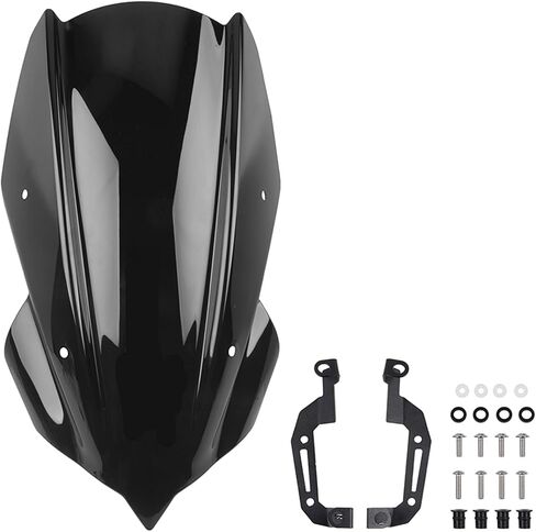 Motorcycle Windshield Deflector with Bracket Double Bubble Windscreen Fit for Z400 Z 400 2019 2020 2021 2022 2023 2024 Wind Shield Screen Visor Flyscreen, Black in Saudi Arabia