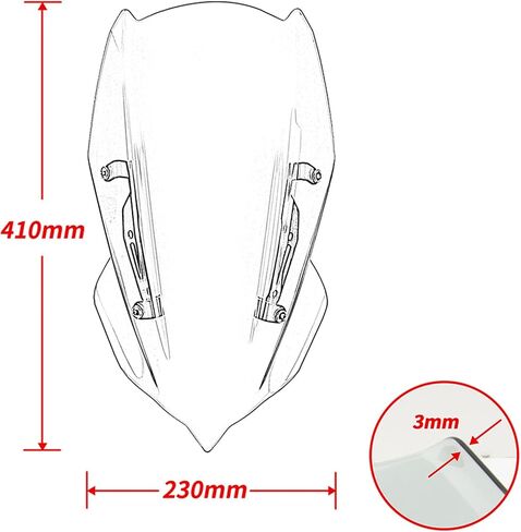 Motorcycle Windshield Deflector with Bracket Double Bubble Windscreen Fit for Z400 Z 400 2019 2020 2021 2022 2023 2024 Wind Shield Screen Visor Flyscreen, Black in Saudi Arabia