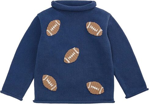 Mud Pie Boys Kids Football Rollneck Sweater, Navy in Saudi Arabia
