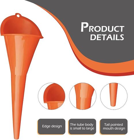 Pack-2 Long Neck Oil Funnel, Hand-Free No Cover Plastic Lubricant Filling Funnel, Top Hanging Loop Design Portable Oil Change Accessory, Suitable for Most Cars Motorcycles (Red & Orange) in Saudi Arabia