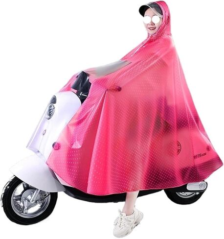 Cycling Raincoat,Hooded Rain Poncho with Mirror Cover for Bike,E-Bike,Motorcycle,Mobility Scooter(Mousse Red,4X-Large) in Saudi Arabia