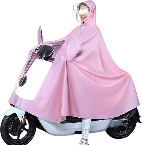 Cycling Raincoat,Hooded Poncho with Mirror Cover for Bikes,E-Bikes,Motorcycles Mobility Scooters(Pink,4X-Large) in Saudi Arabia