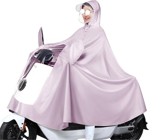 Cycling Raincoat,Hooded Poncho with Mirror Cover for Bikes,E-Bikes,Motorcycles Mobility Scooters(Beige,5X-Large) in Saudi Arabia
