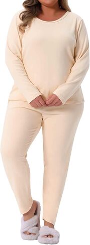 Agnes Orinda Plus Size Intermal Instermal for Women Long Johns Lounge Base Base Layer Soft Top Bottom in Saudi Arabia