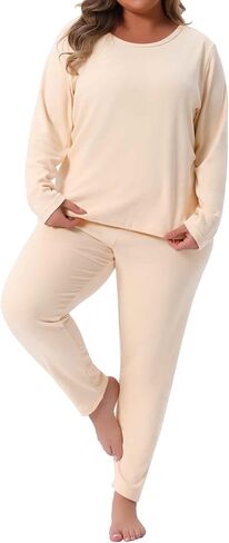 Agnes Orinda Plus Size Intermal Instermal for Women Long Johns Lounge Base Base Layer Soft Top Bottom in Saudi Arabia