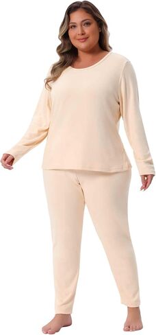Agnes Orinda Plus Size Intermal Instermal for Women Long Johns Lounge Base Base Layer Soft Top Bottom in Saudi Arabia