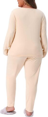 Agnes Orinda Plus Size Intermal Instermal for Women Long Johns Lounge Base Base Layer Soft Top Bottom in Saudi Arabia