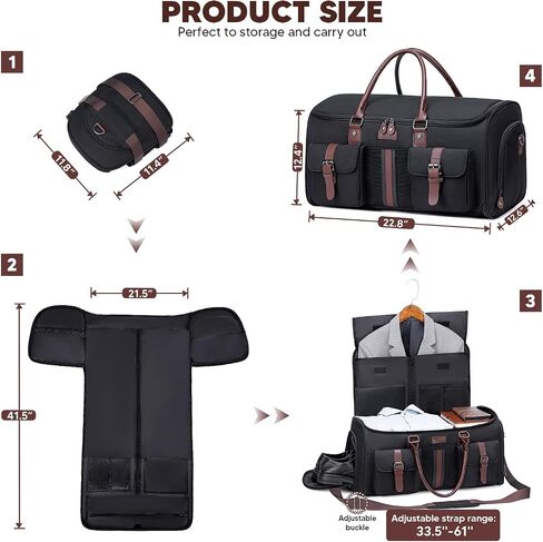 Carry On Darment Bag for Travel ، أكياس داكت قابلة للتحويل للرجال للرجال - 2 في 1 حقيبة سفر معلقة بأكياس السفر مع مقصورة الأحذية in Kuwait