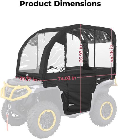 Kemimoto Extra Large ATV CAB العلبة 3-في 1 قابلة للتعديل في جميع الأحوال الجوية ATV ATV Cover مع رؤية كاملة تتوافق مع Polaris Can-Am Kawasaki Arctic Cat Cfmoto in Kuwait