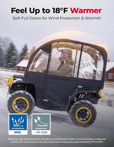 Kemimoto Extra Large ATV CAB العلبة 3-في 1 قابلة للتعديل في جميع الأحوال الجوية ATV ATV Cover مع رؤية كاملة تتوافق مع Polaris Can-Am Kawasaki Arctic Cat Cfmoto in Kuwait