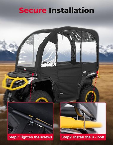 Kemimoto Extra Large ATV CAB العلبة 3-في 1 قابلة للتعديل في جميع الأحوال الجوية ATV ATV Cover مع رؤية كاملة تتوافق مع Polaris Can-Am Kawasaki Arctic Cat Cfmoto in Kuwait