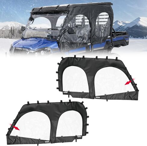 KEMIMOTO Soft Upper Doors Compatible with Kawasaki Mule Pro FXT/DXT 2015-2025, Waterproof Tear-Resistant PVC Oxford Fabric with Rollable Side Windows Cab Enclosure Upper Window in Saudi Arabia