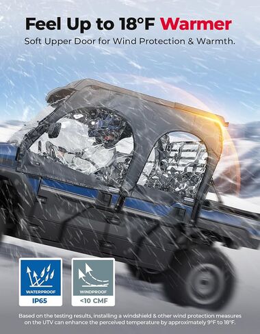 KEMIMOTO Soft Upper Doors Compatible with Kawasaki Mule Pro FXT/DXT 2015-2025, Waterproof Tear-Resistant PVC Oxford Fabric with Rollable Side Windows Cab Enclosure Upper Window in Saudi Arabia