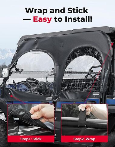 KEMIMOTO Soft Upper Doors Compatible with Kawasaki Mule Pro FXT/DXT 2015-2025, Waterproof Tear-Resistant PVC Oxford Fabric with Rollable Side Windows Cab Enclosure Upper Window in Saudi Arabia