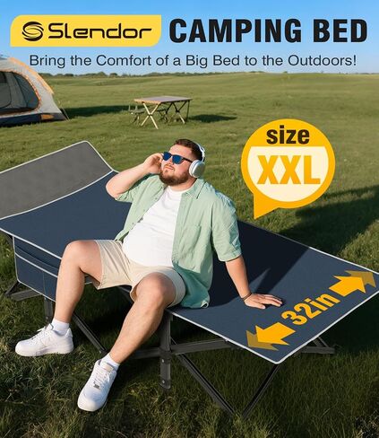 Slendor Camping Cot, Folding Camping Cots for Adults with Mattress, Portable Camping Bed Sleeping Cot with Pillow&Carry Bag for Office/Home Nap, Outdoor, Camping, Travel, Max Load 600lbs in Saudi Arabia