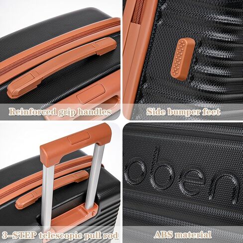 مجموعات الأمتعة 5 قطعة للجنسين مع عجلات Spinner وقفل TSA ، مجموعة ABS Hardshell ، حقائب سفر مائية خفيفة الوزن للرجال ، 20 "، 24" ، 28 "أسود in Kuwait