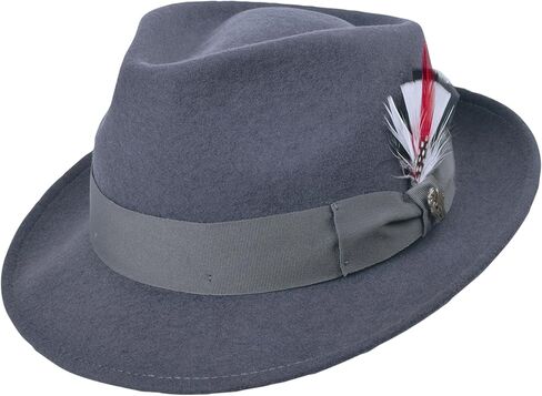 Quickstep Hat 100% Fine Wool Felt Fedora Crushable Teardrop | Grosgrain and Feather, 2 1/8 inch Brim | Fedora Hat in Kuwait