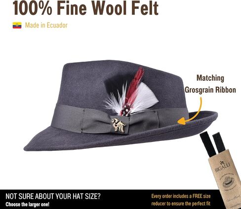 Quickstep Hat 100% Fine Wool Felt Fedora Crushable Teardrop | Grosgrain and Feather, 2 1/8 inch Brim | Fedora Hat in Kuwait