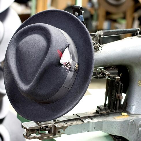 Quickstep Hat 100% Fine Wool Felt Fedora Crushable Teardrop | Grosgrain and Feather, 2 1/8 inch Brim | Fedora Hat in Kuwait