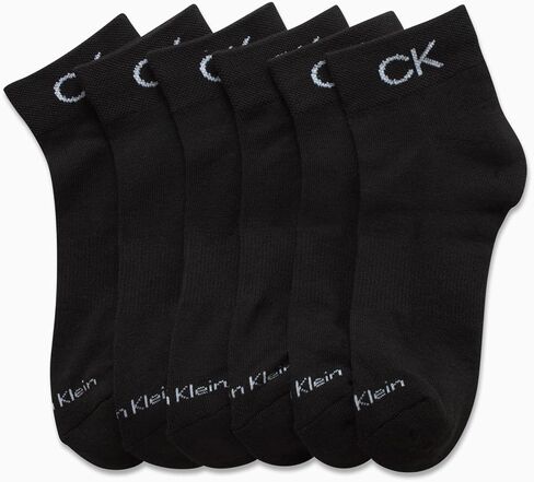 Calvin Klein Girls' Quarter Socks - 6 Pack Stretch Performance Cushioned Comfort Athletic Ankle Socks with Arch Support in Saudi Arabia