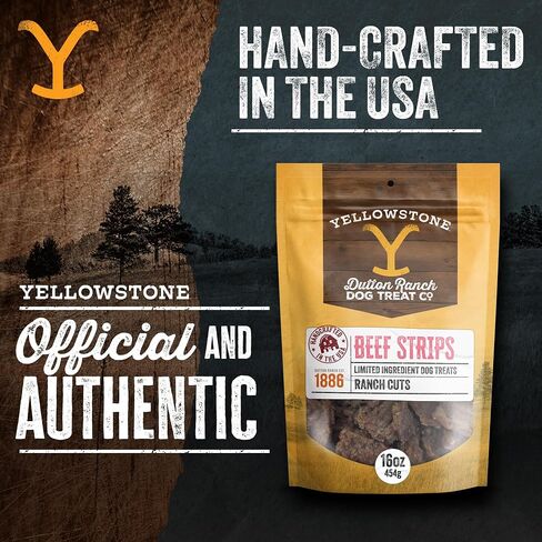 Yellowstone Limited Ingredient Dog Treats Beef Strips - Healthy Dog Treats Made in USA - Air Dried Beef Collagen Dog Jerky Treats - Crunchy & Chewy Dog Treats - Beef Dog Treats Jerky - 16oz in Saudi Arabia