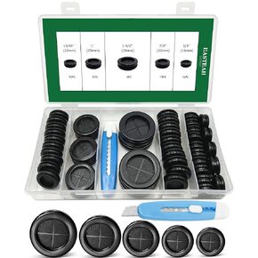 45 PCS Rubber Grommets for Wiring Black 1 1/2" 1" 7/8" 13/16" 5/8" Firewall Automotive Wire Grommet Assortment Kit- Rubber Plugs for Hole, Boat, Home, Desk Hole Cover Cables Cord Organization