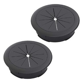 [2 Pack] Desk Grommet 2 Inch Flexible Desk Hole Cover for Cables Desktop Equipment Wiring Management Desk Cord Hole Cover for Home & Office Table Cables - Black