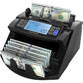ماكينة عد النقود الأمريكية مع عدد قيم - DT200 ماكينة عد النقود بشاشة LCD كبيرة مقاس 4 بوصات، أوضاع الإضافة والدفعة، عداد الفواتير للكشف عن التزييف بالأشعة فوق البنفسجية/MG/IR، 1300 فاتورة/الدقيقة - خيار الطباعة