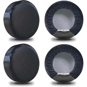 AmFor Set of 4 Tire Covers,Waterproof Aluminum Film Tire Sun Protectors,Weatherproof Tire Protectors (Black-2pcs, 19"-22")