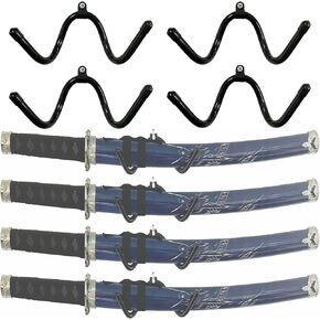 Pmsanzay 4Pack Mini Wall-Mounted Sword Stand Display Rack,Sword Holder,Sword Hook,Sword Hanger Bracket - Sturdy yet flexible enough to fit blades of any size and style - No Sword