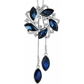 Fashion Jewelry Designer Blue Crystal Brooch Necklace Elegant Rhinestones Brooch pins for Women Birthday or Holidays Gifts
