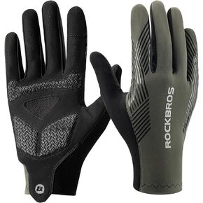 ROCKBROS Cycling Gloves Mountain Bike Gloves Anti-Slip Full Finger Bike Gloves SBR Pad Shock-Absorbing MTB Road Bike Gloves for Riding Running Hiking Outdoor Sports