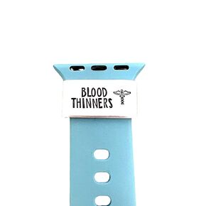 Blood Thinners Medical ID Alert Watch Band Charm, Hand Stamped Plate Tag for Smart Watch, Made of Lightweight Aluminum, Charm Only - Band Not Included