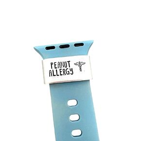 Peanut Allergy Medical ID Alert Watch Band Charm, Hand Stamped Slide Tag for Smart Watch, Made of Lightweight Aluminum, Charm Only - Band Not Included