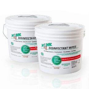MONK Disinfectant Wipes One Step Cleaner, Disinfectant, Deodorizer & Sanitizer, 2 Buckets Packs containing 1600 Wipes, Perfect for Gyms, Fitness Clubs, Schools, Commercial Facilities
