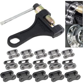 Chain Breaker Riveting Tool + 420 428 530 Chain Master Link Pins for Motorcycle ATV Dirt Bike Scooter Bicycle Tractor(S Chain Breaker+15pcs Link)