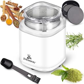 Electric Herb Grinder 200w Spice Grinder Compact Size, Easy On/Off, Fast Grinding for Flower Buds Dry Spices Herbs, with Pollen Catcher and Cleaning Brush 1.7oz Capacity (Blue)