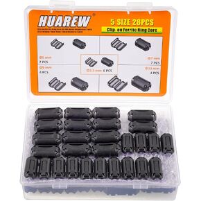 60 Pcs Black Clip-on Ferrite Ring Core RFI EMI Noise Suppressor Cable Clip for 3 mm 5mm 7mm 9mm 13mm Diameter Cable