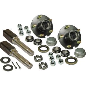 RIGID HITCH INCORPORATED Pair of 5-Bolt on 4-1/2 Inch Hub Assembly (AKSQ-2000545) Includes (2) Square Stock 1 Inch Straight Spindles & Bearings