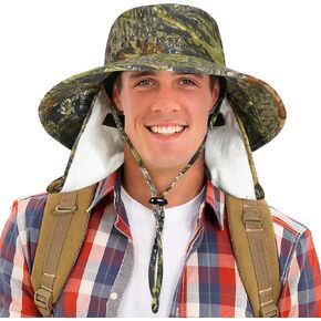 Catalonia Sun Hat for Men,Outdoor Wide Brim Hat with Neck Flap Cover for Fishing Hiking Safari Gardening