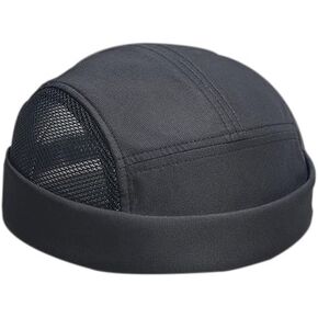 Summer Unisex Fisherman Hat Seaman Hat Docker Hat, Dockercap Harbor Hat Bikercap, Mens Retro Birmless Seaman Cap, Watch Cap Commando Work Beanie Black