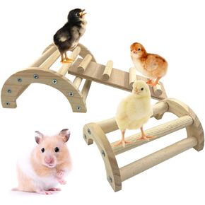 Chicken Perch Chicken Toys Chicken Roosting Bar Chick Jungle Gym Wooden Arch Bridge Platform Stand Ladder 3in1 Climbing Ramp Toys for Chick Hamsters Gerbils Mice Rodent and Small Animals