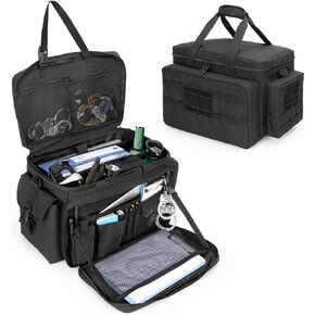 samdew Patrol Bag Law Enforcement, Police Duty Bag with Padded Laptop Layer (up to 15.6"), Police Gear Storage Bag Car Front Seat Organizer for Police Equipment, MOLLE Compatible, Bag Only