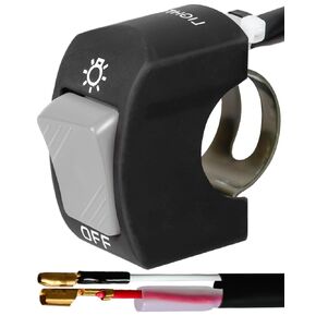 7/8" Handlebar Switch for Motorcycle, ATV, etc, Waterproof Motorcycle Toggle Switch for Lights, Easy-to-Mount On-Off Switch (Black Push Button)