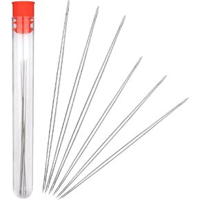 Shappy 6 Pieces Big Eye Beading Needles with Needle Bottle (2.2 inch, 3 inch)