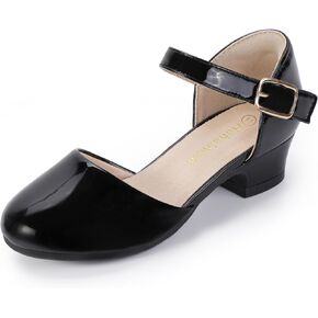 Hehainom Girls Dress Shoes Toddler Closed Toe Flower Girl Heels for Party Wedding Princess Shoes