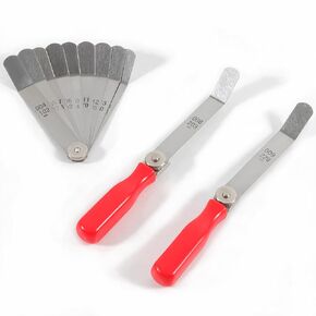 A308 Offset Valve Tappet Gauge Set Premium 11-Blade Feeler Gauge Kit Sizes from 0.004" to 0.014" Includes Two Handles