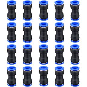 Plastic Push to Connect Straight Union Pipe Tube Fitting, 4mm OD x 4mm OD, Straight Pneumatic Connector (Pack of 20)