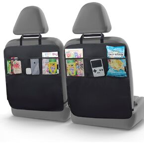 2-Pack Car Seat Protector for Child Car Seat Kick Mat - Heavy Duty Car Back Seat Cover for Kids, Multipurpose Back Seat Car Organizer for Kids - Waterproof 600D Fabric, Easy to Clean